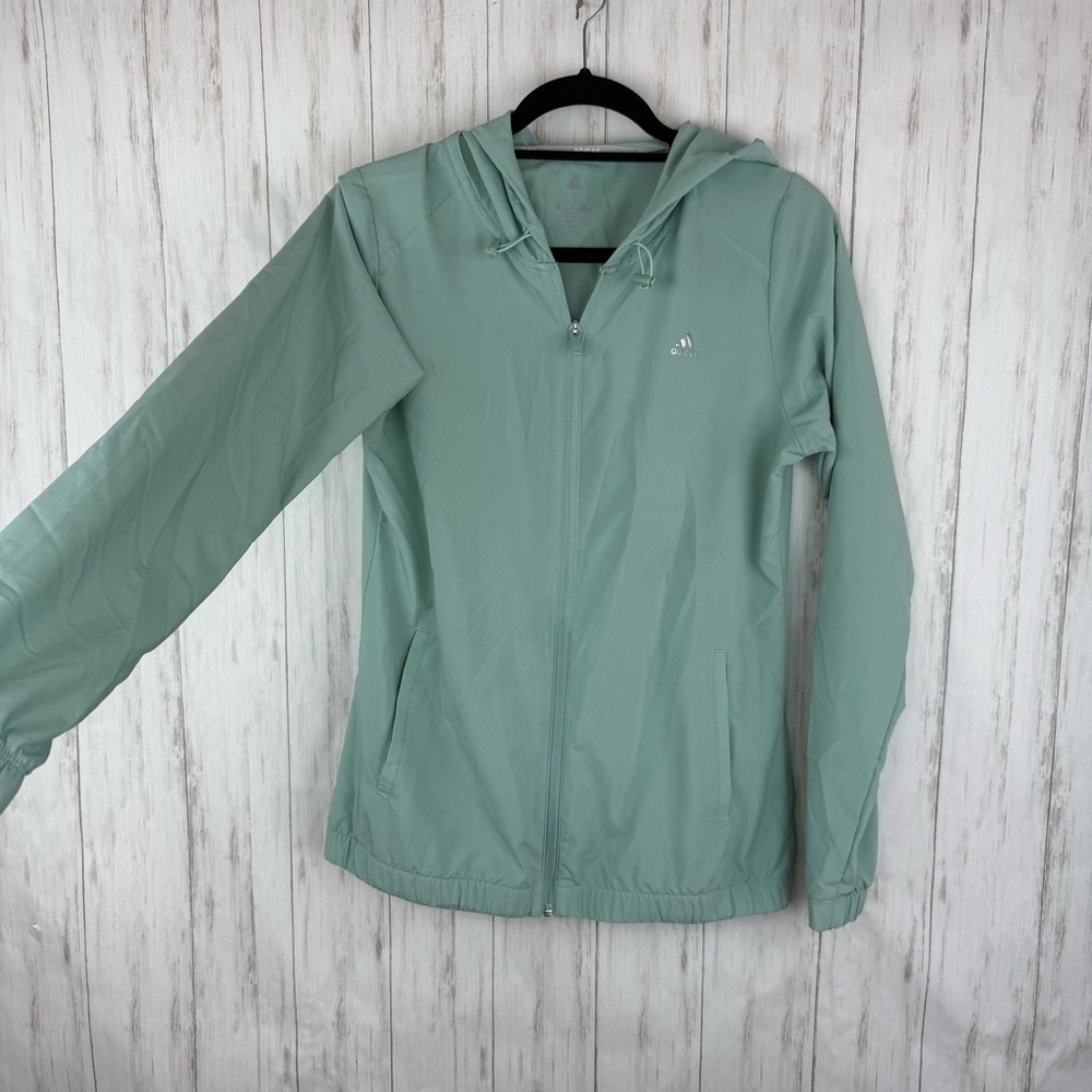 Adidas Mint Green Hooded Lightweight Jacket small